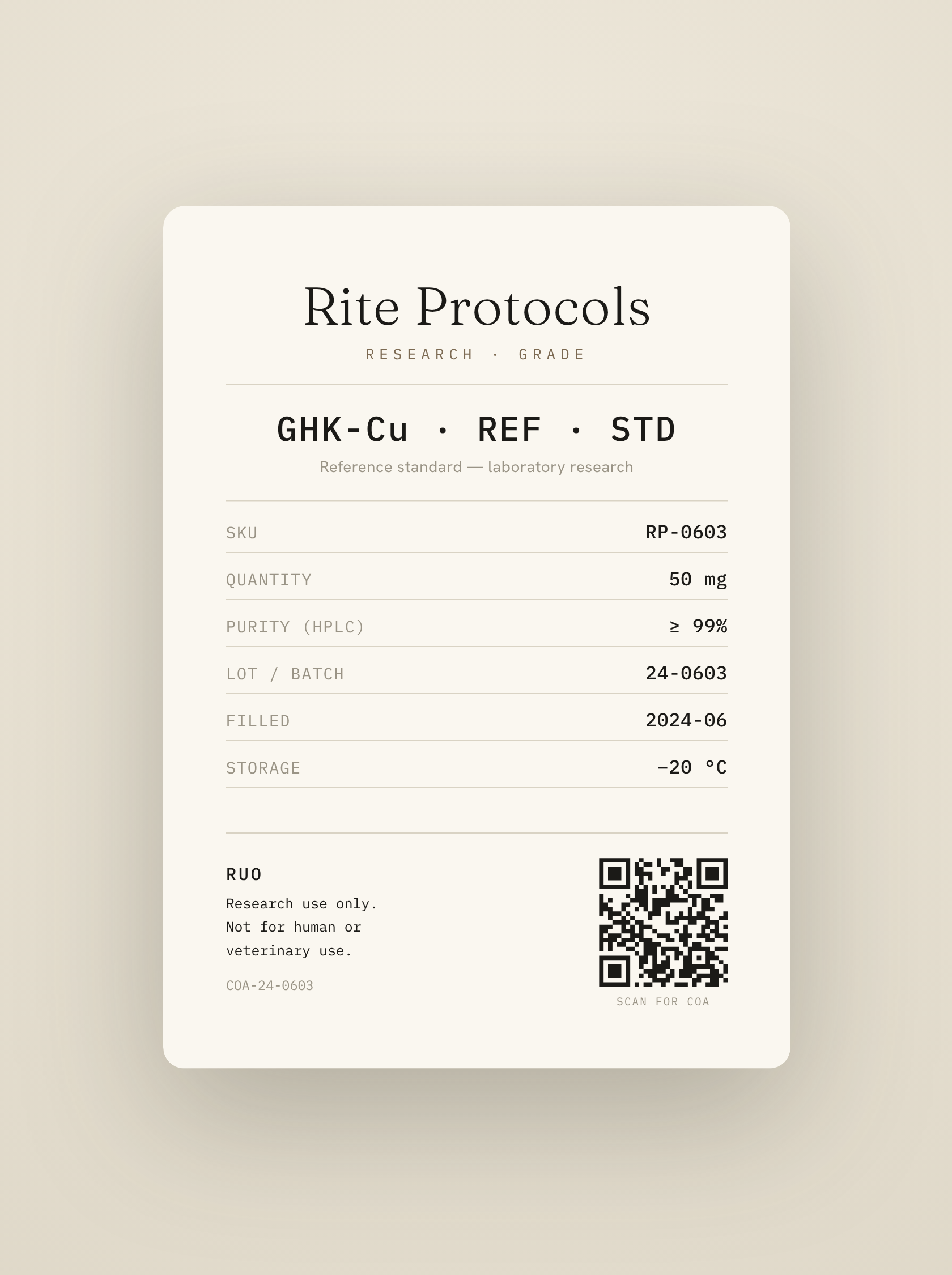Light apothecary GHK-Cu label rendering