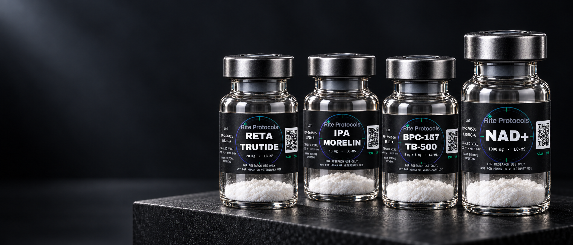 Four Rite Protocols research-material vials
