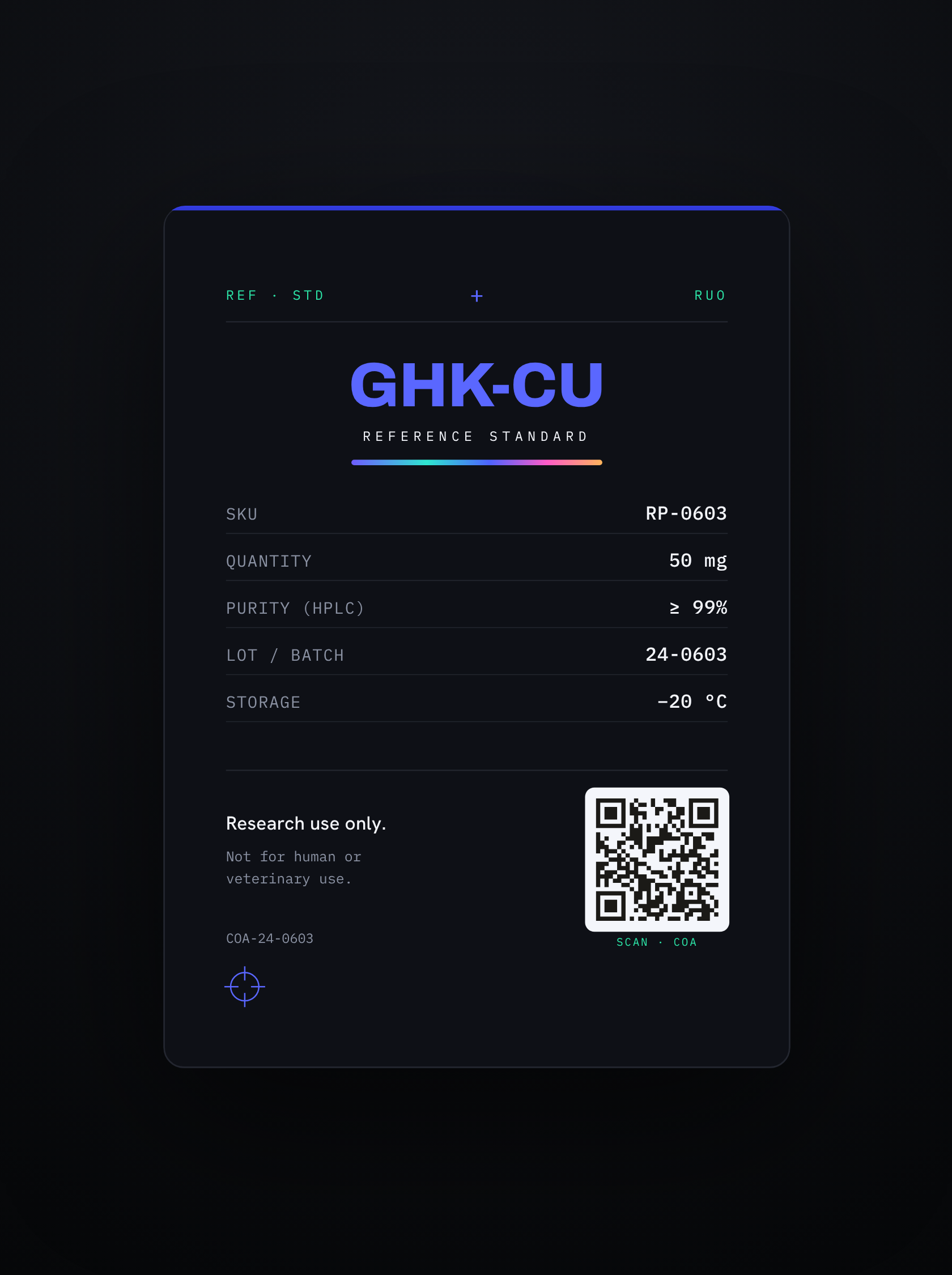 Dark spectral GHK-Cu label rendering